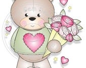 Digital (Digi) Teddy with Roses Stamp