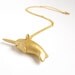 Narwhal necklace - gold - nautical - unique - small Christmas gift - stocking stuffer - sparkly - shiny - hand sculpted
