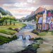 Peaceful Valley, Home Portrait, Church in The Valley Home, Dan Leasure Oil, Framed Art