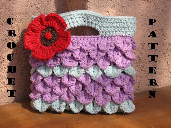 Girls Bag / Purse With Poppy , Crochet Pattern PDF, Pattern No. 8