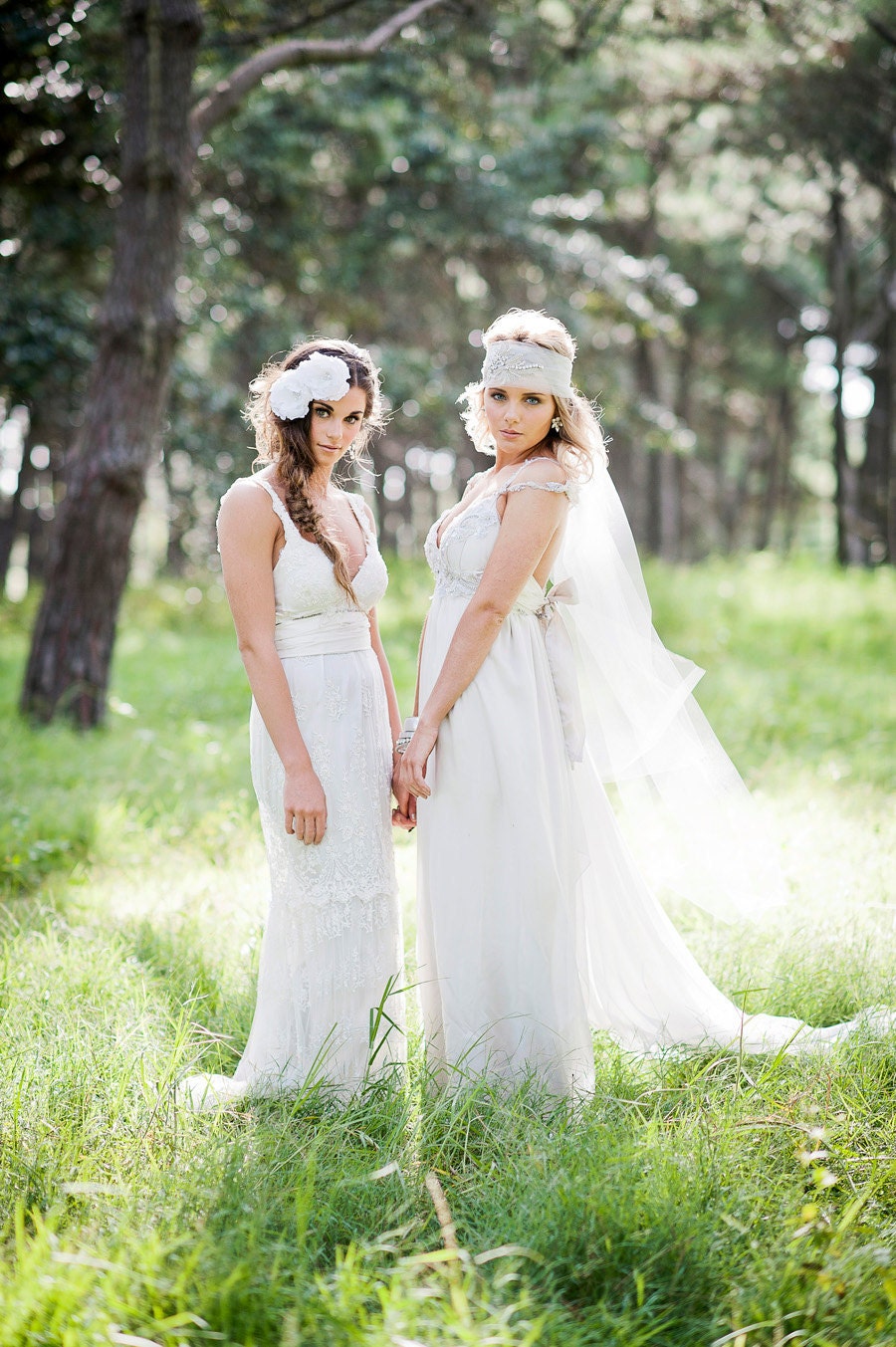 Bridal Headpiece - Crystal & Pearl Boho Veil - Made to Order