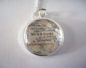 Pendant Missouri Kansas city photo art pendant vintage map 32 pendant St. Louis custom jewelry ask your favorite place or city worldwide