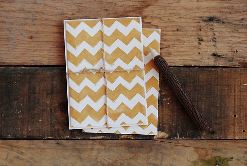 chevron blank note card set. copper.