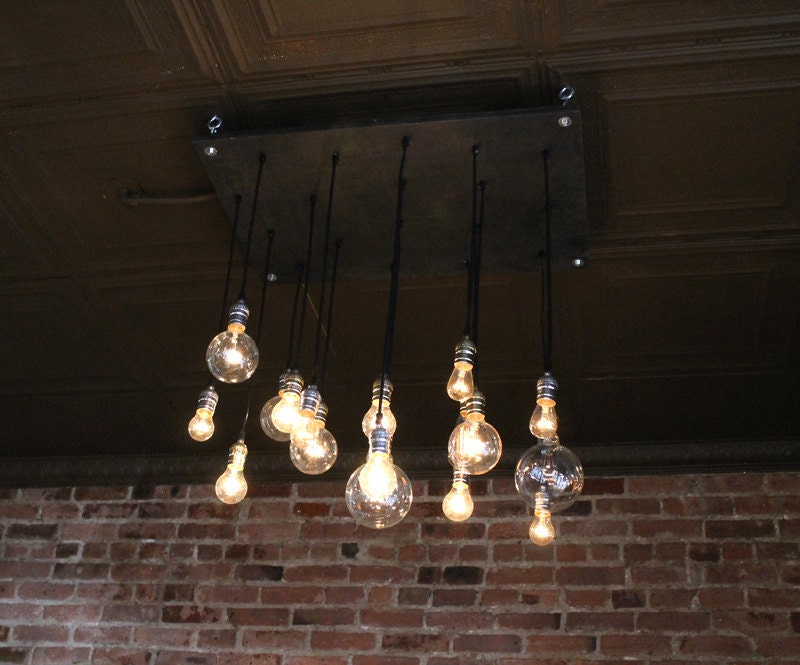 Custom Urban Chandelier with vintage bulbs