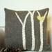 Decorative Pillow / Wool Fabric Applique / Wool Pillow / Cabin / Birch Trees / Yellow Bird