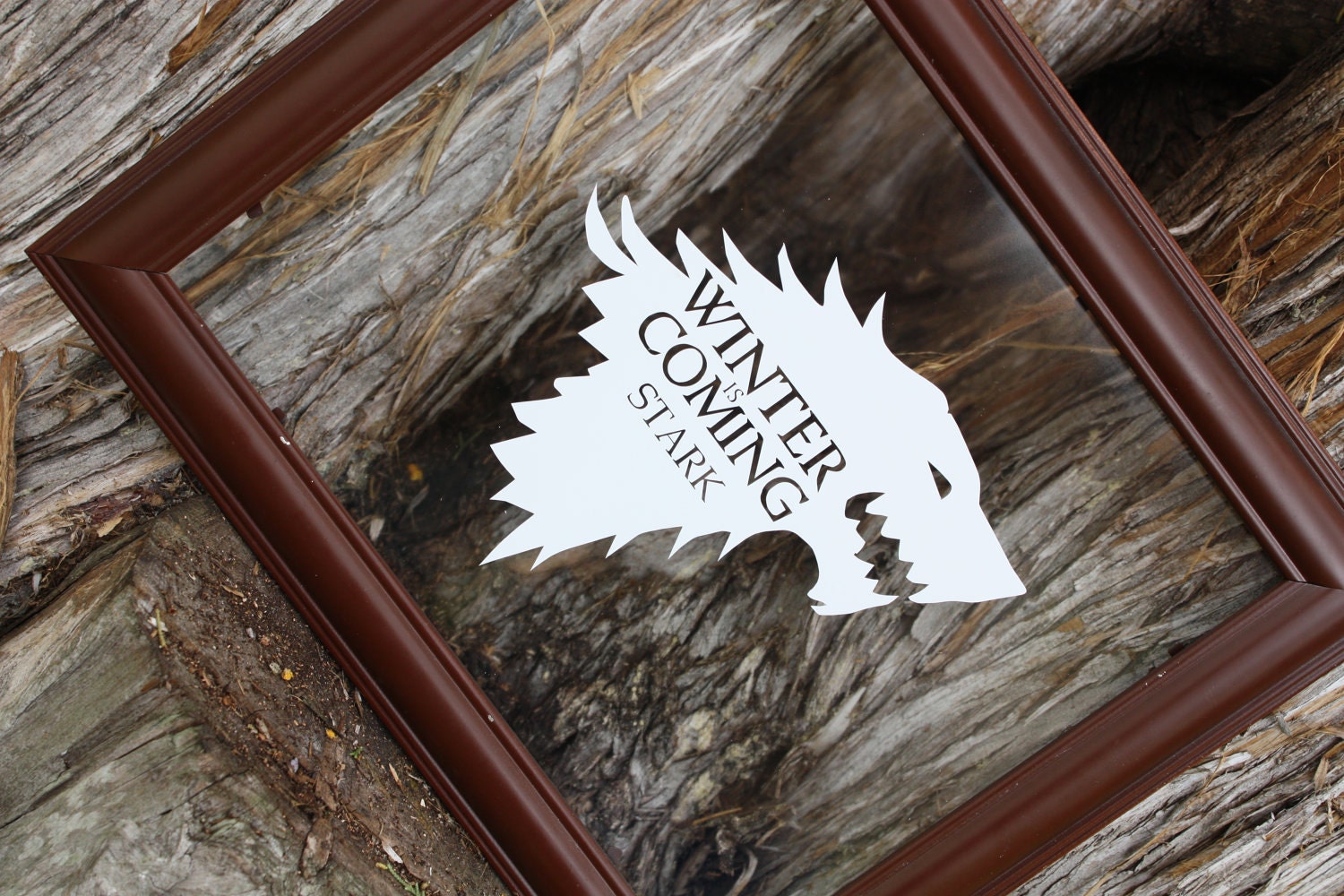 Vinyl Decal - 7" Game of Thrones inspired Direwolf House Stark Crest for Macbook, Laptop, Ipad, etc.
