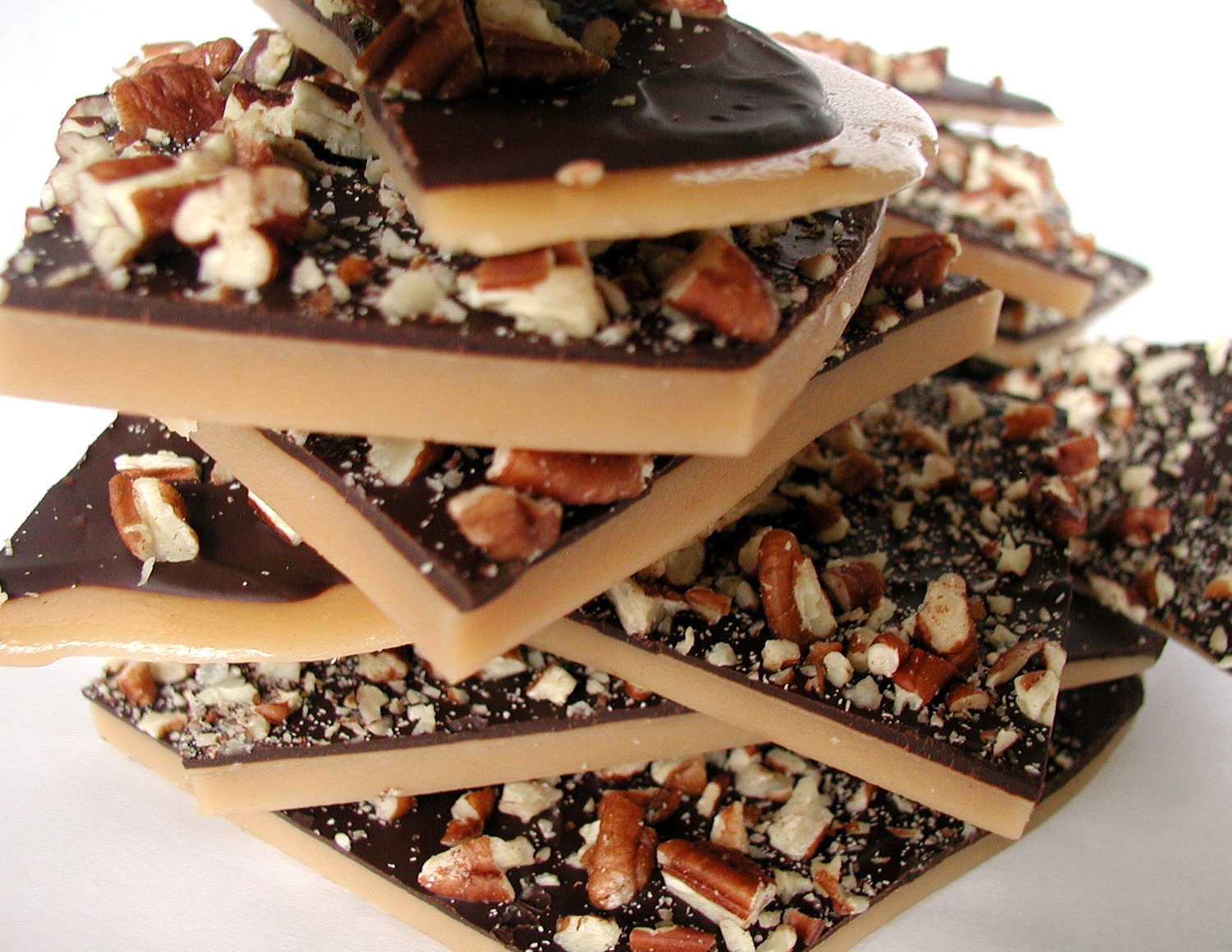 Dark Chocolate Toffee Wafers with Toasted Pecans