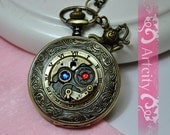 mechanical pattern Rome Number Golden Dial Pocket watch necklace(Big Size), with teapot, time for tea