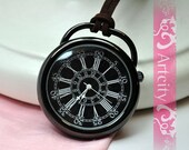 Vintage style black pocket watch necklace(big size)