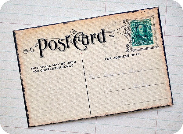 Vintage Style Post Card - Set of 8 - Note Cards - Tags - Journaling - Home Decor - Scrapbooking - and more...