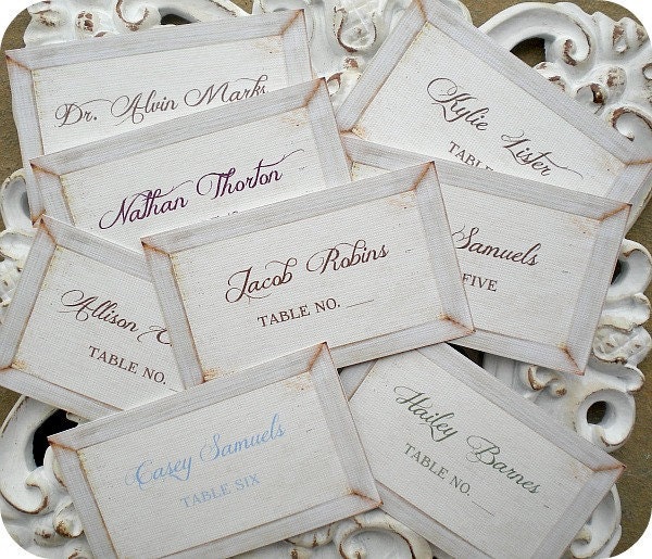 Personalized Shabby / Rustic / Cottage Chic Wedding Escort Cards / Tags - Set of 25 - Weddings, Tags, Favors, Showers, Cupcake Toppers
