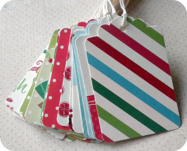 1.00 SALE Jolly and Bright Tags or Labels - Set of 23