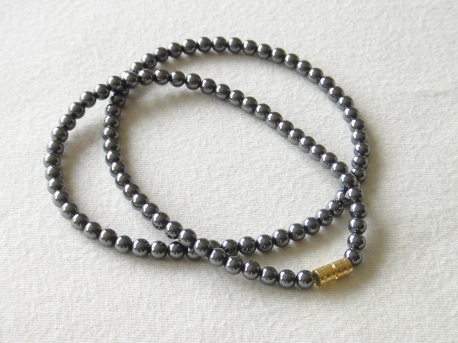 Hematite Necklace Genuine Natural Magnetic 4mm Grey Beads 16"