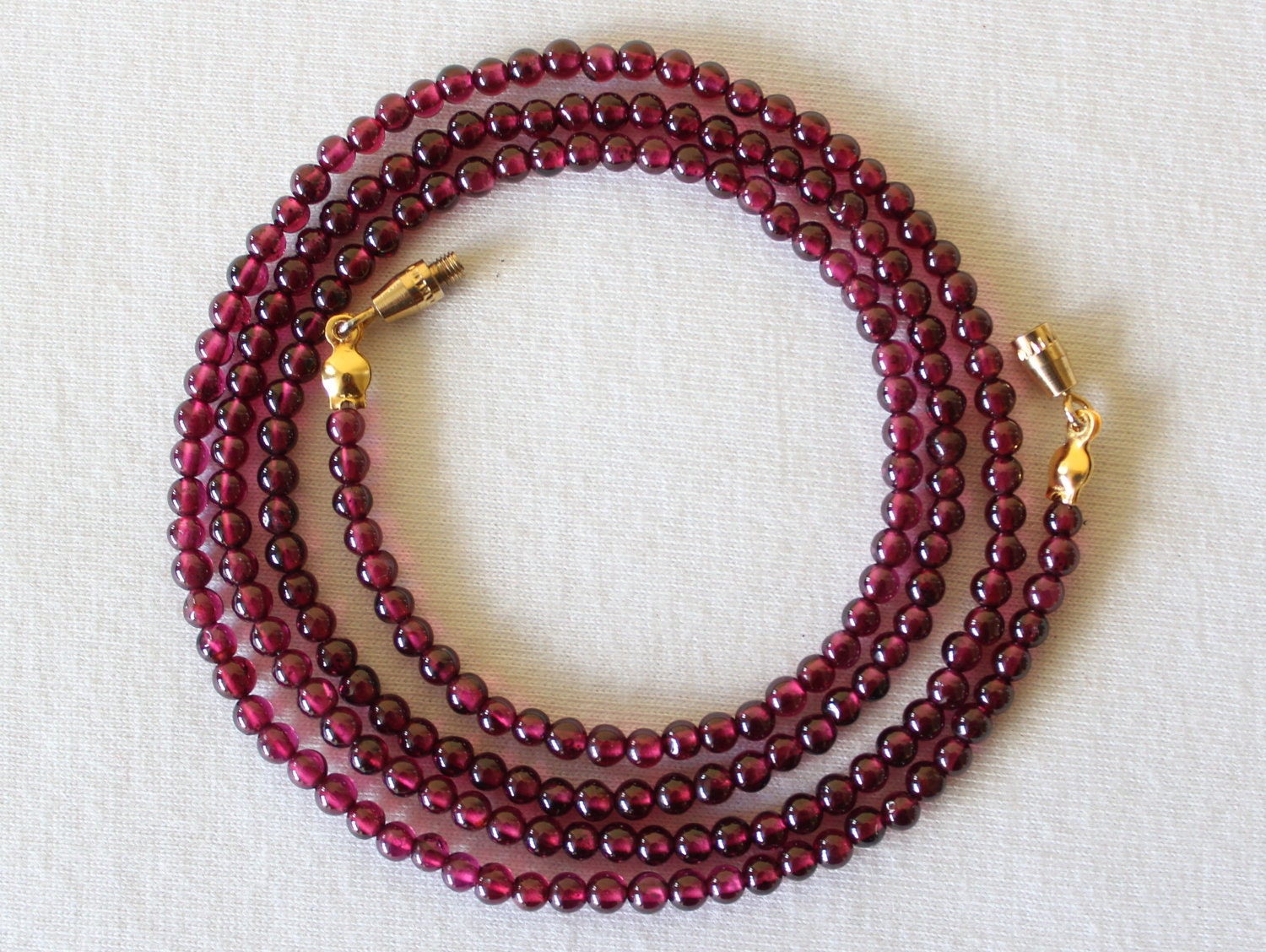 Genuine Natural Red Garnet Necklace 3mm Beads Gem Quality 65cm Necklace. MapenziGems