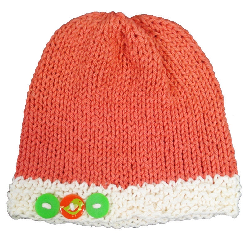 Coral Birdie Baby Beanie