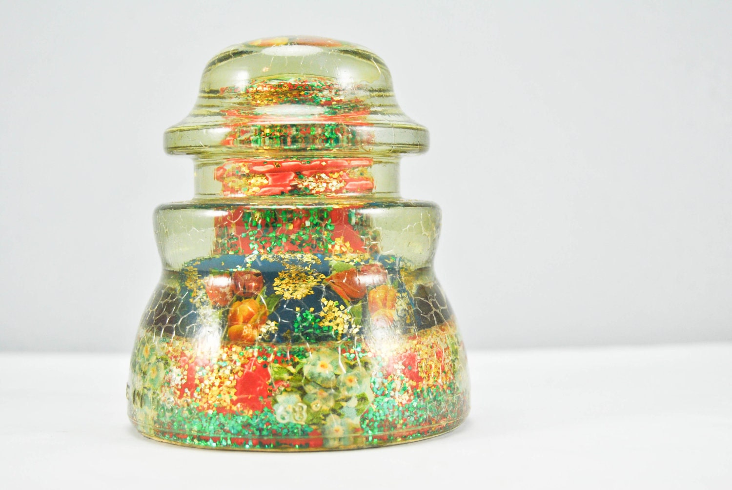 Limited Time SALE Rare Unique One Of A KInd Found Art Vintage Glass Insulator