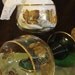 VIntage Bockling Glass Stemware Cups Goblets Green with Gold Grapes and Leaves 2 pc set