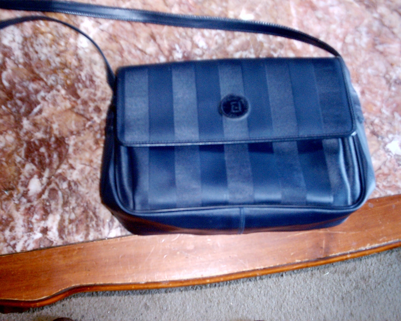 Vintage FENDI FF Messenger Bag---Navy Blue
