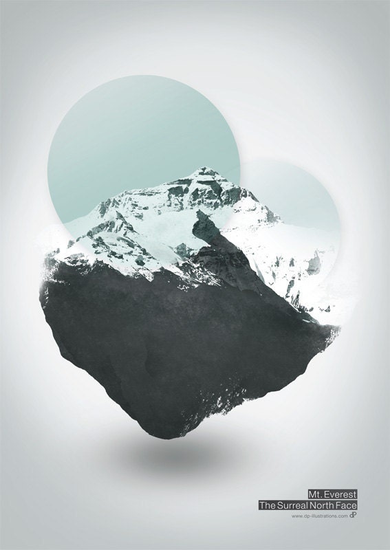 Mt. Everest - The Surreal North Face - Graphic Art Print for Poster Fine Art Print