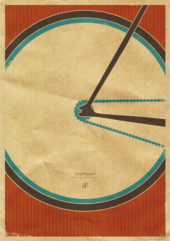 Singlespeed - Fixie Retro Race Bike Poster Design Print