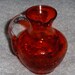 Vintage RUBY RED Crackle Glass Pitcher Decorative Collectible Art Glass Hand Blown Pitcher Vase