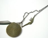 Flying Sparrow Necklace, Vintage Inspired Necklace, Feather Necklace, Antique Bronze Necklace, Swing, Swing Jewelry