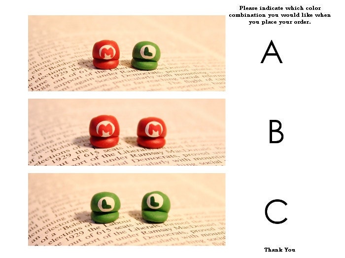 Super Mario and Luigi Hat Polymer Clay Earrings