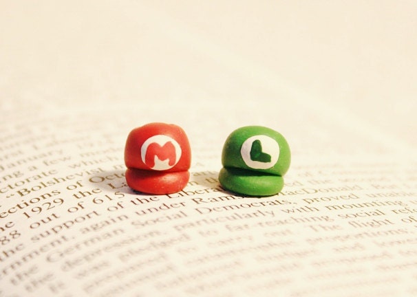 Super Mario and Luigi Hat Polymer Clay Earrings