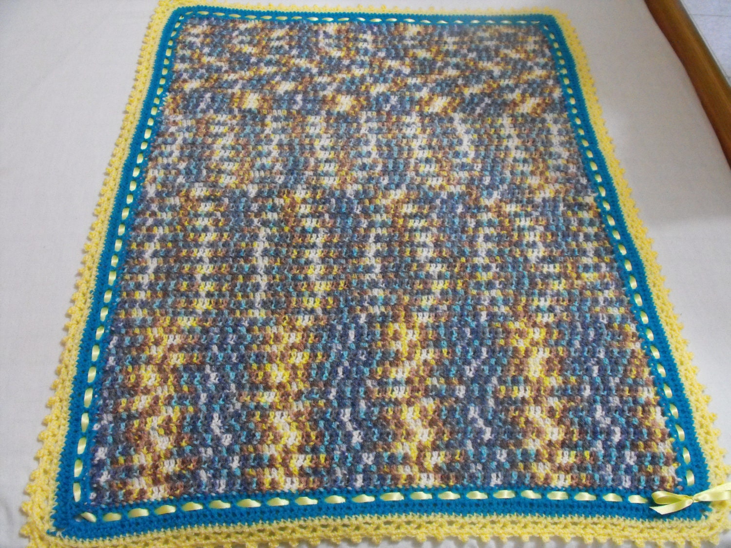 Handmade baby blanket and matching Teddy bear