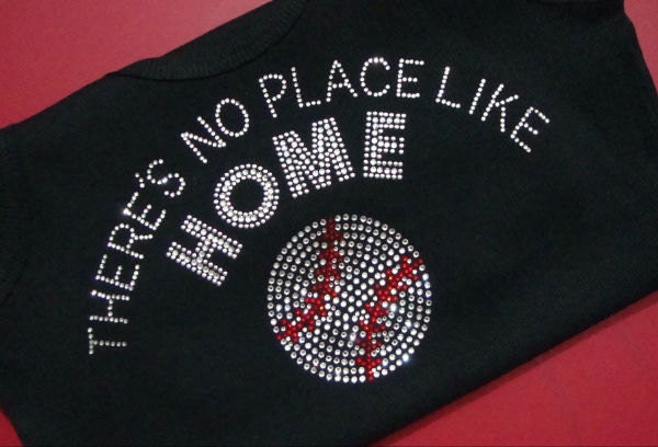 LONG SLEEVE There's No Place Like Home Rhinestone shirt with bling baseball custom jersey sports shirt