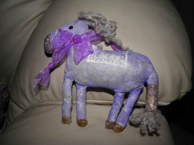 Purple Horse Lucky Mixed Media  Doll Handmade OOAK