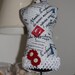 Dressmaker Form Pin Cushion Mannequin French Print Handmade One of a Kind