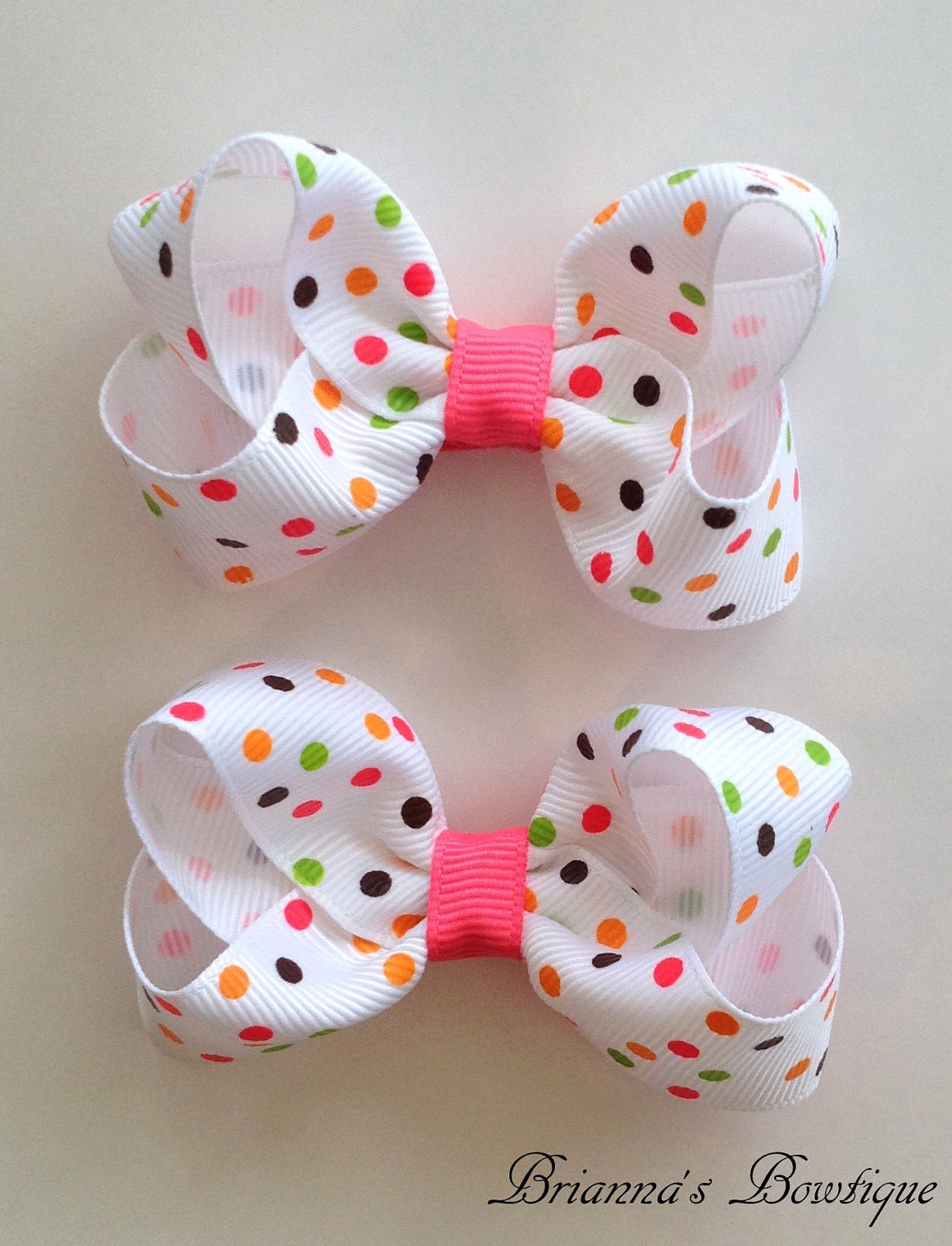 Colorful Polka Dots Small Boutique Hair Bow Set