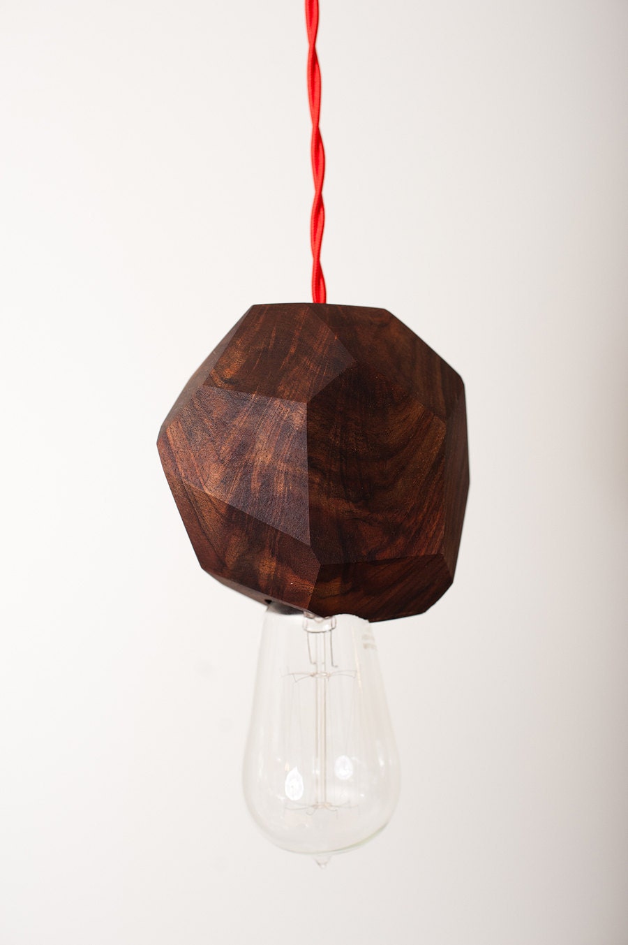 Chunk - Solid Walnut Pendant Light w/ Edison Bulb by Dylan Design Company