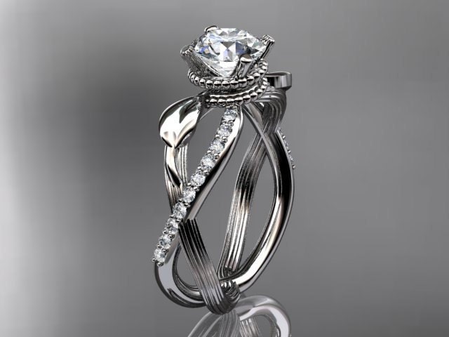 14kt  white gold diamond leaf and vine wedding ring,engagement ring ADLR70