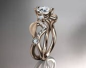 14k rose gold diamond leaf and vine wedding ring,engagement ring,wedding band ADLR68