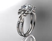 14kt white gold diamond unique engagement ring,wedding ring ADER155