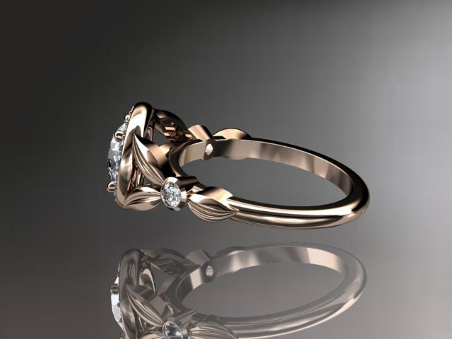 14kt rose gold diamond floral wedding ring,engagement ring ADLR129