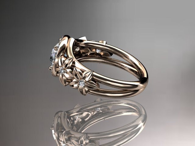 14kt  rose gold diamond floral wedding ring,engagement ring ADLR131