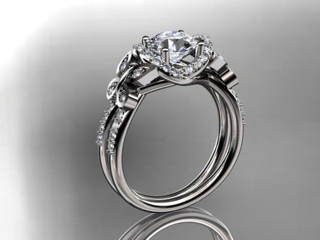 14kt  white gold diamond butterfly wedding ring,engagement ring with moissanite center stone ADLR141