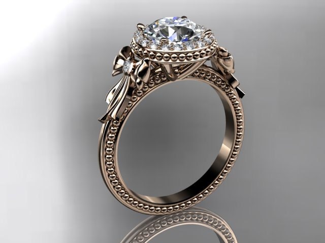 14kt  rose gold diamond unique engagement ring,wedding ring ADER157