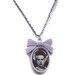 Bride of Frankenstein Necklace, Lilac Cameo, Horror, Silver Chain