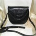 Famarc Black Leather Shoulder Bag w/ Faux Crocodile Flap