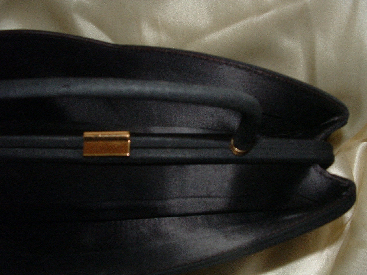 1950s Vintage Elongated Black Fabric Clutch