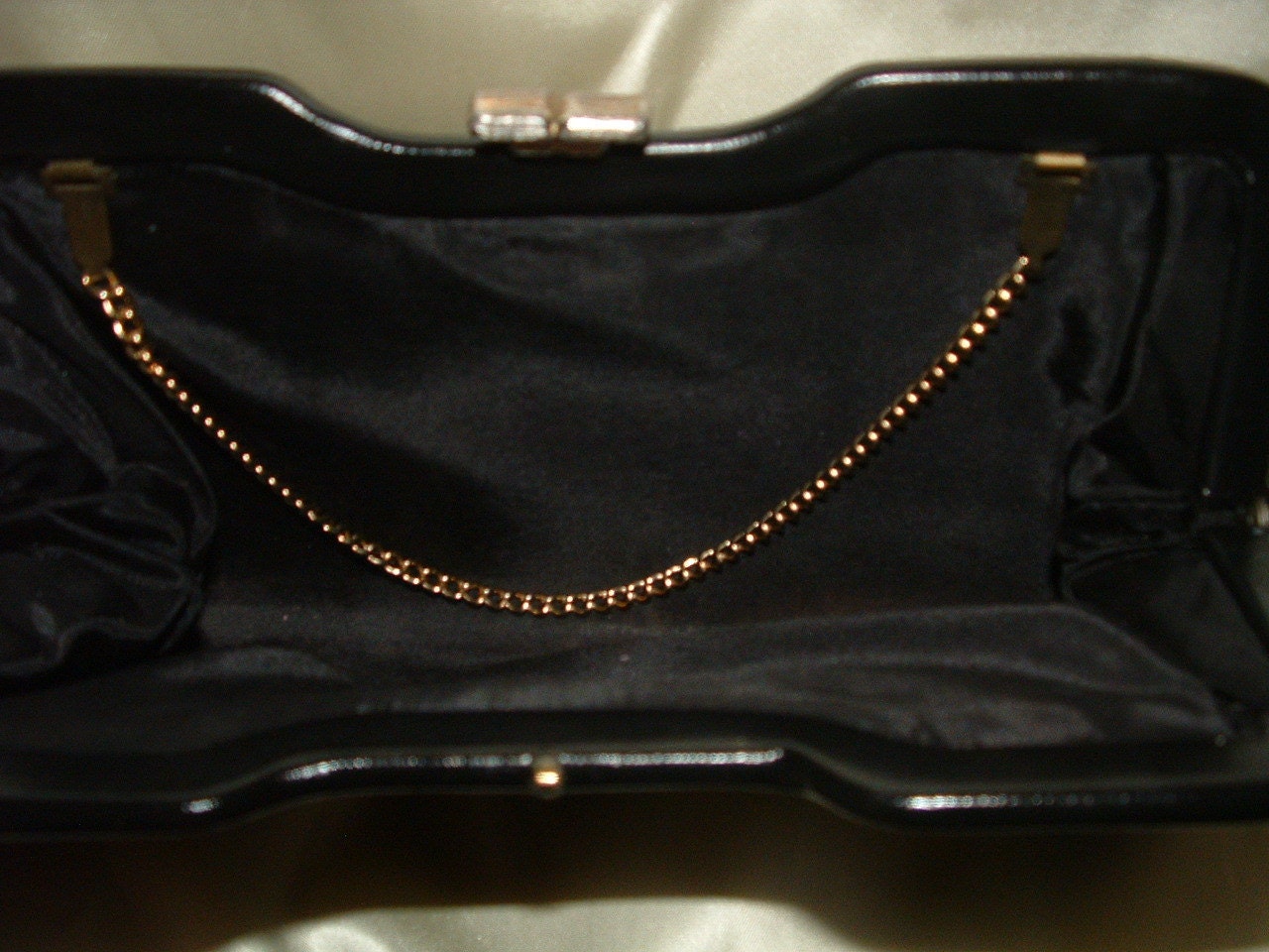 1960s Vintage Elongated Black Leather Clutch