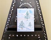 Handmade Aceo,Tree,Original Painting Watercolor Fine Art Painting on Fine Paper