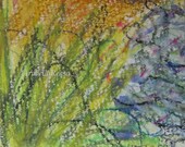 Original Watercolor Handmade Periwinkle Garden on Fine Art Paper