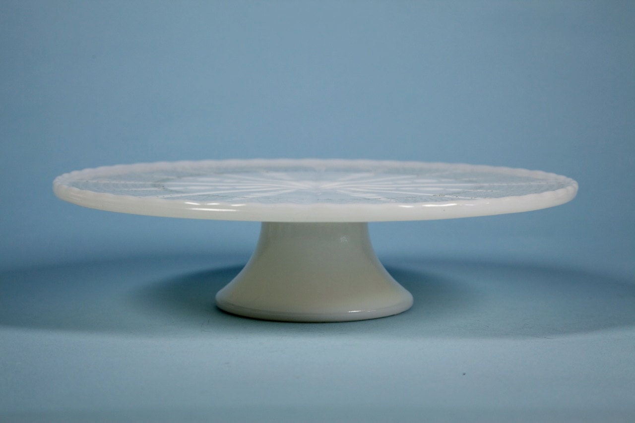 Vintage Milk Glass Cake Plate