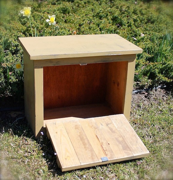 PRIMITIVE Country Bread Box for Kitchen Mustard Vintage White Custom Colors