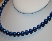 17 inch Blue Pearl Necklace Hand Knotted Freshwater Pearls